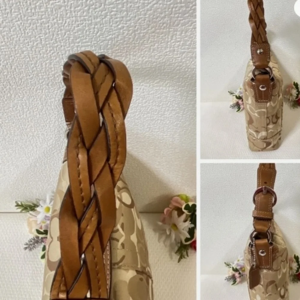 🍍Coach Chelsea Optic SignatureHobo Handbag Tan Brown EUC - Picture 12 of 17